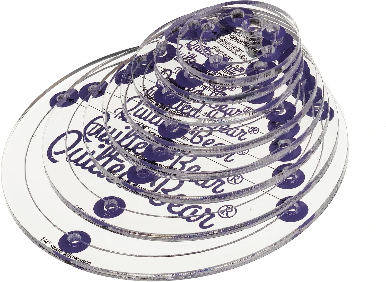 Circle Quilting Templates - Set of 8 Non-Slip Acrylic Quilt Templates Ideal S...