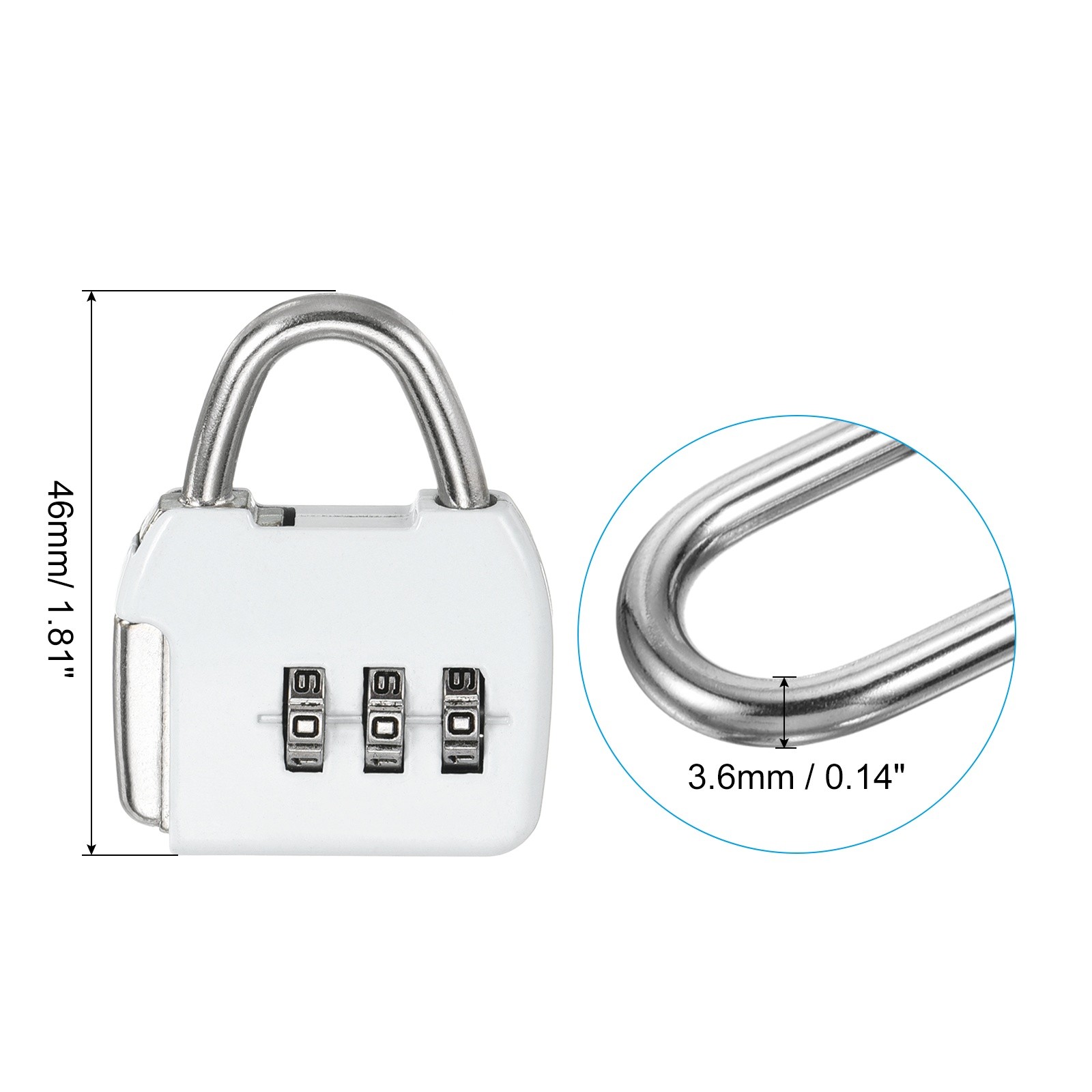 1Set 3Digit Combination Padlock Steel Security Cable 6.6ft Lock Clear