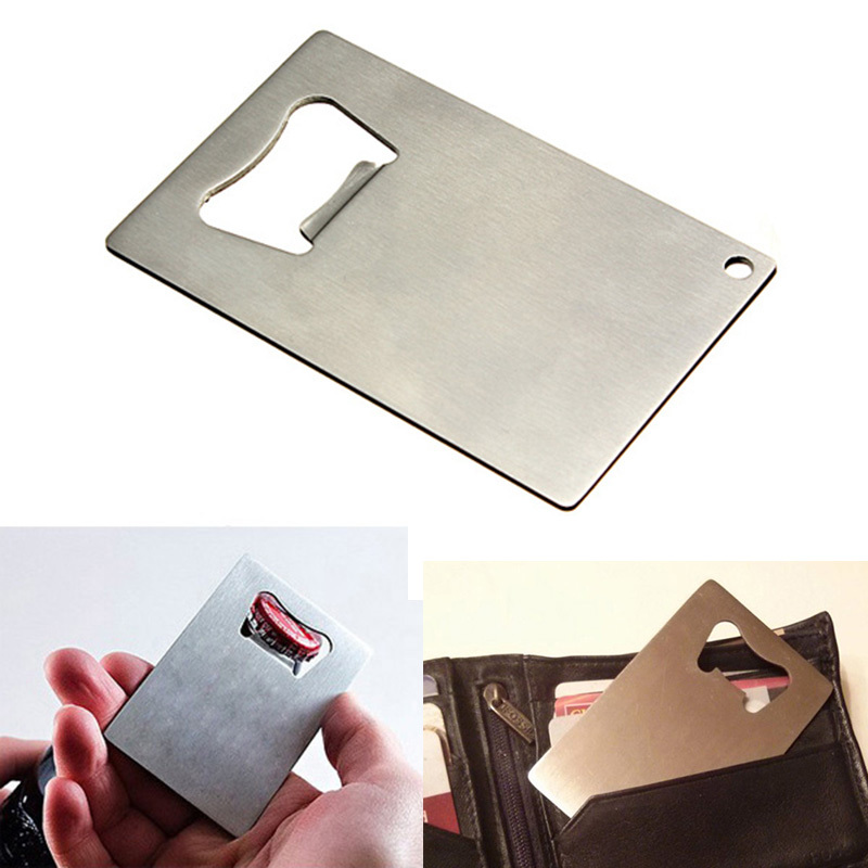 Stainless Steel BEER SODA Bottle Cap Opener Credit Card Size Bar Tool Gifts