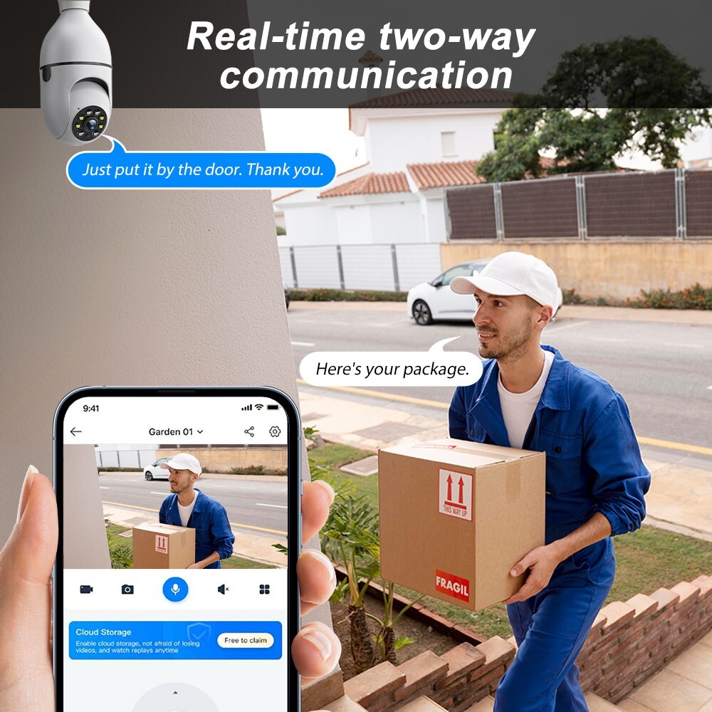 Light Bulb Camera 5MP IP 360° CCTV Camera WiFi IR Smart Home Wireless Security