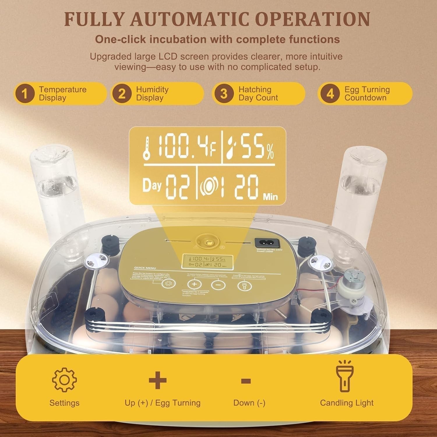 Gen III - 24 Egg Automatic Incubator, Stage-Based Adaptive Humidity with Auto...