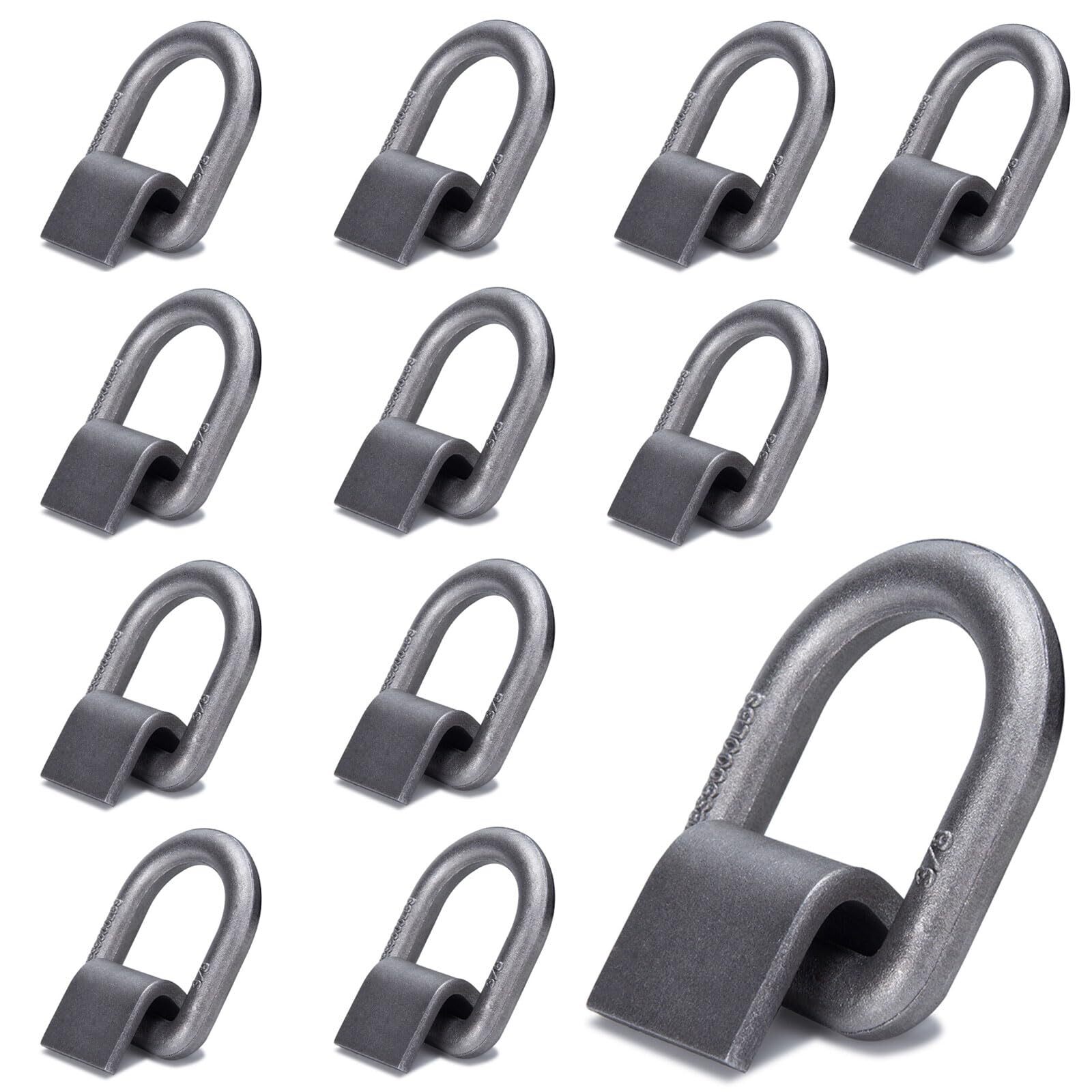 Heavy Duty 3/8" Weld-On D Rings 5000 lbs MBS 12 Pack for Trailers & ATVs
