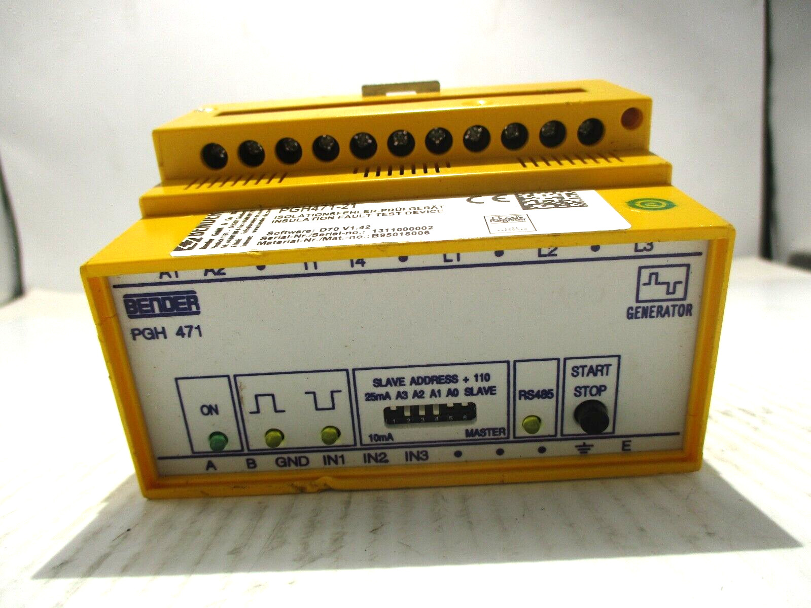 NEW BENDER PGH-471 INSULATION FAULT TEST DEVICE PGH471-21