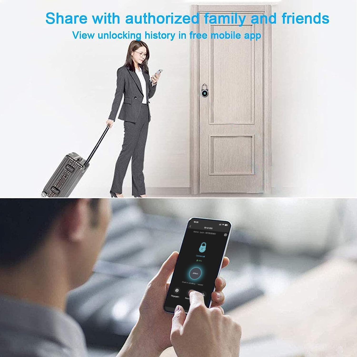 MEGAFEIS Smart Fingerprint Padlock Bluetooth Lock Mobile APP Keyless 80 Char Max