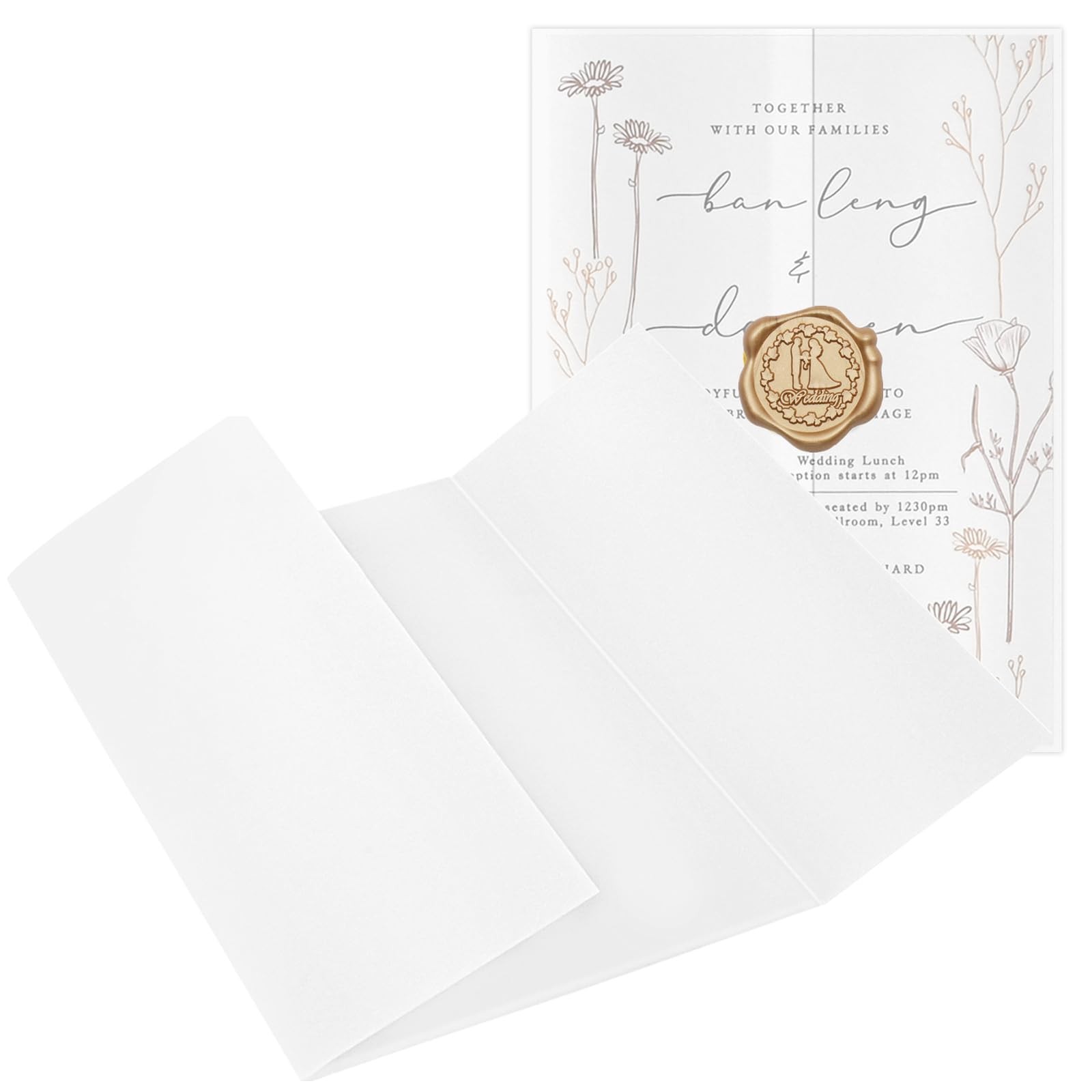100 PCS 115GSM Translucent PreFolded Vellum Paper Jackets 5x7 Invitations
