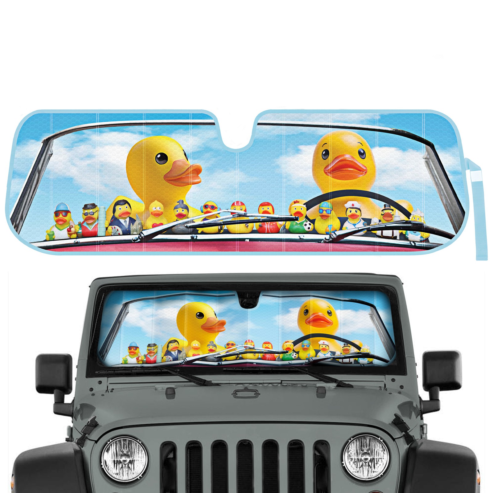 Duck Duck Jeep Sun Shade Fits 1987-2021 Jeep Wrangler JK, JL, CJ, YJ, TJ & 20...