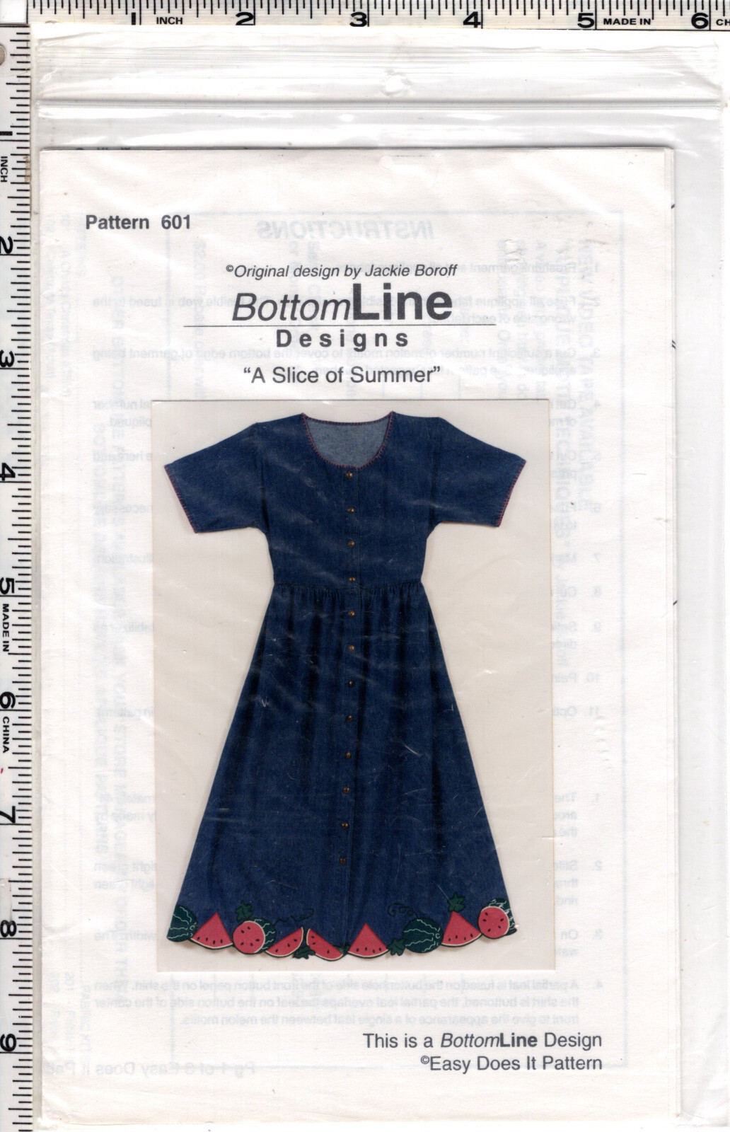 "A Slice of Summer" ©1992 BottomLine Designs Sewing Appliqué Pattern # 601 UNCUT
