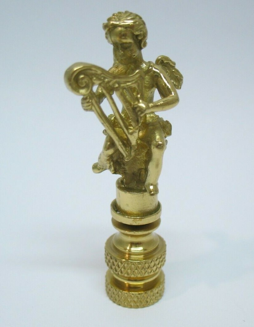 LAMP FINIAL Brass Angel with a Harp 528