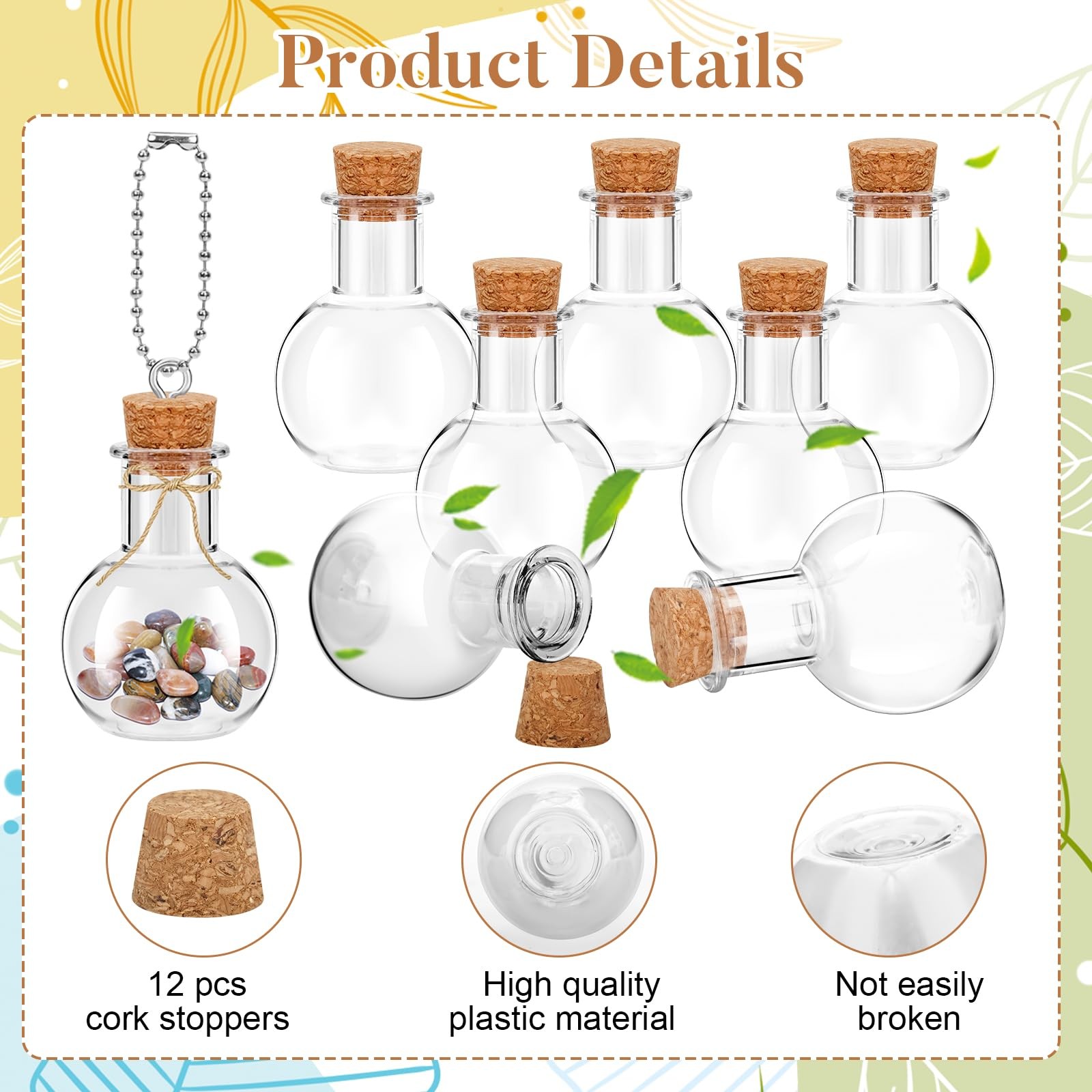 10 Packs Mini Plastic Bottles with Corks Clear Small Plastic Bottles for Birt...