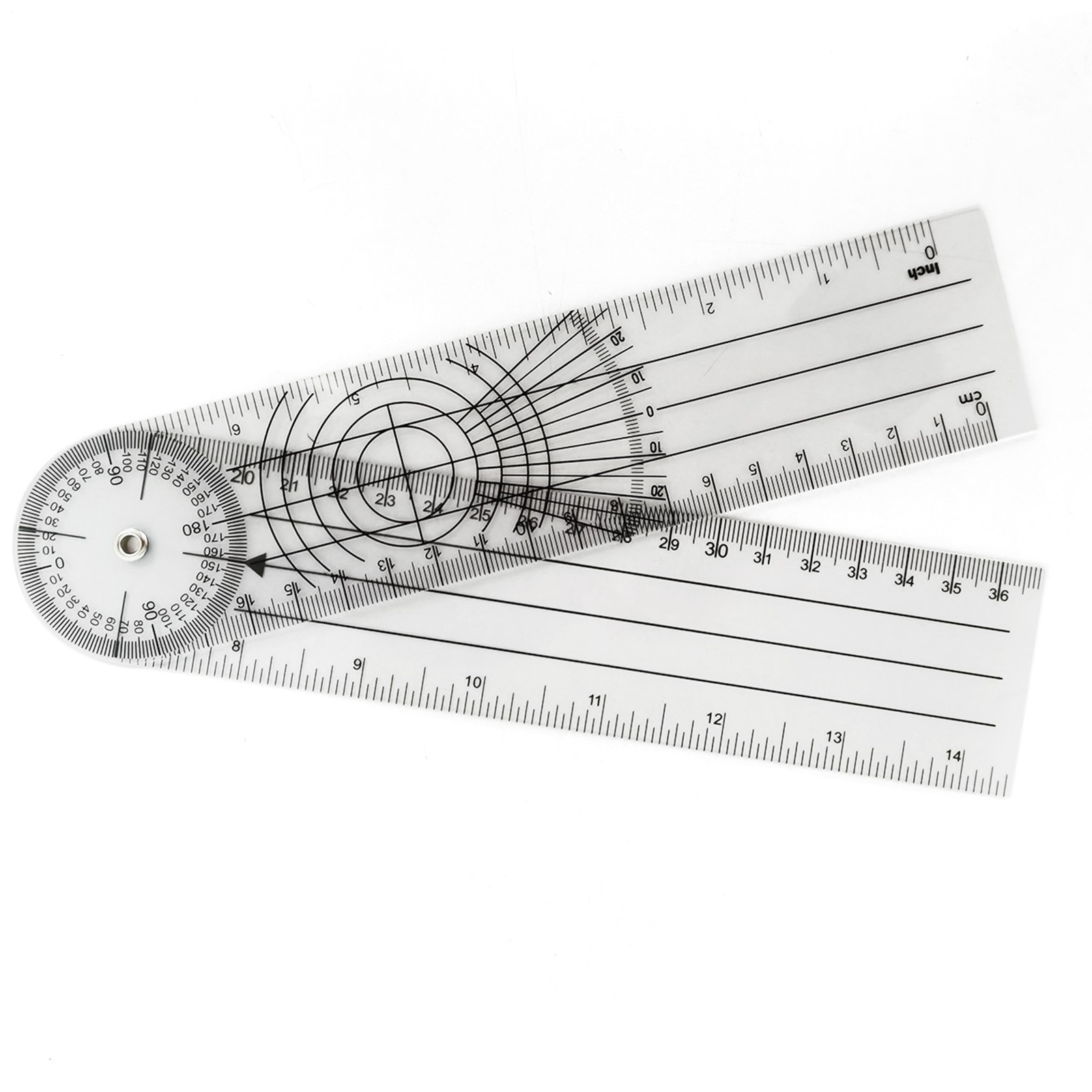 360 Degree Protractor Ruler Clear Goniometer Angle Finder For Measuring Gauge