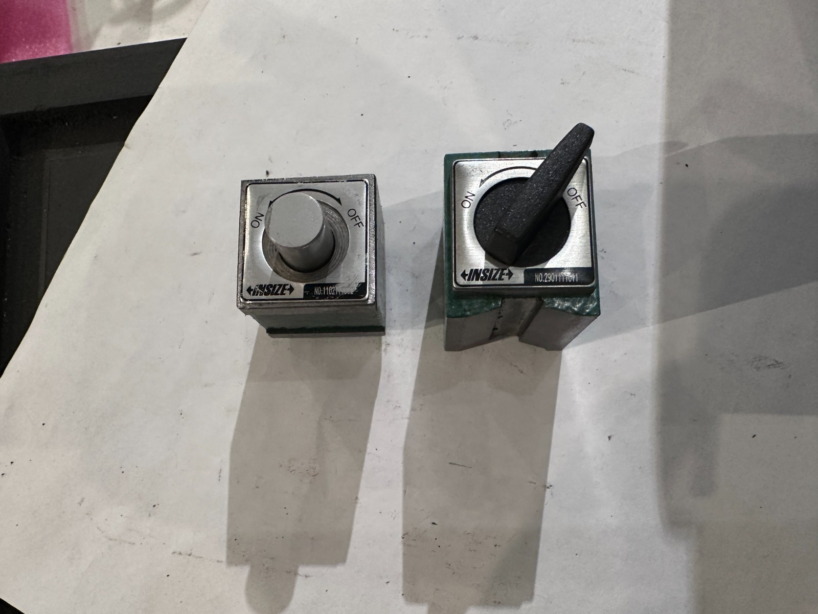 INSIZE Magnetic Base Holders - one w/ Lever, one w/Push Piston - (Lot of 2)