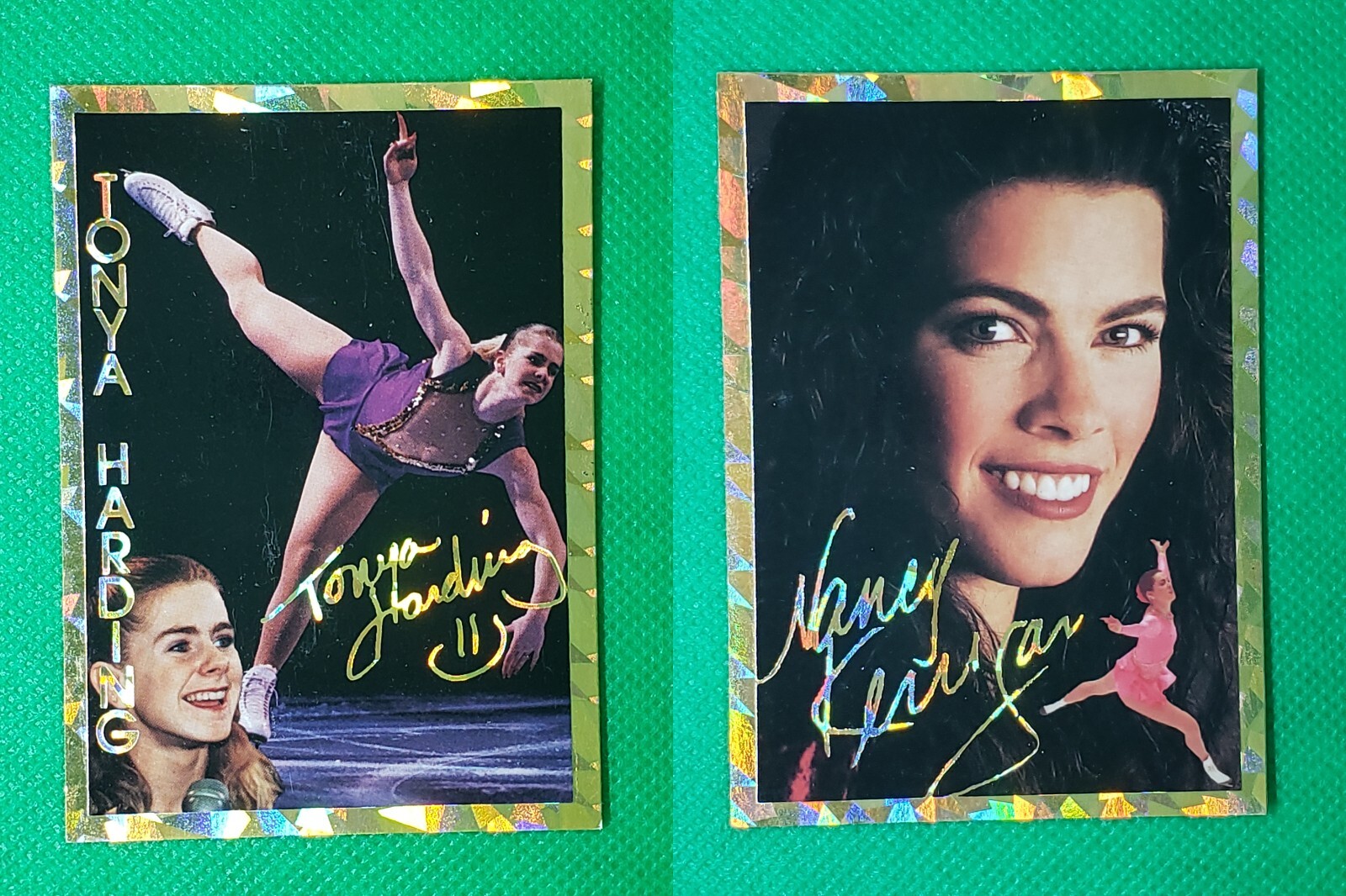 Nancy Kerrigan + Tonya Harding GOLD PRISM ROOKIES Team USA Figure Skating RARE!