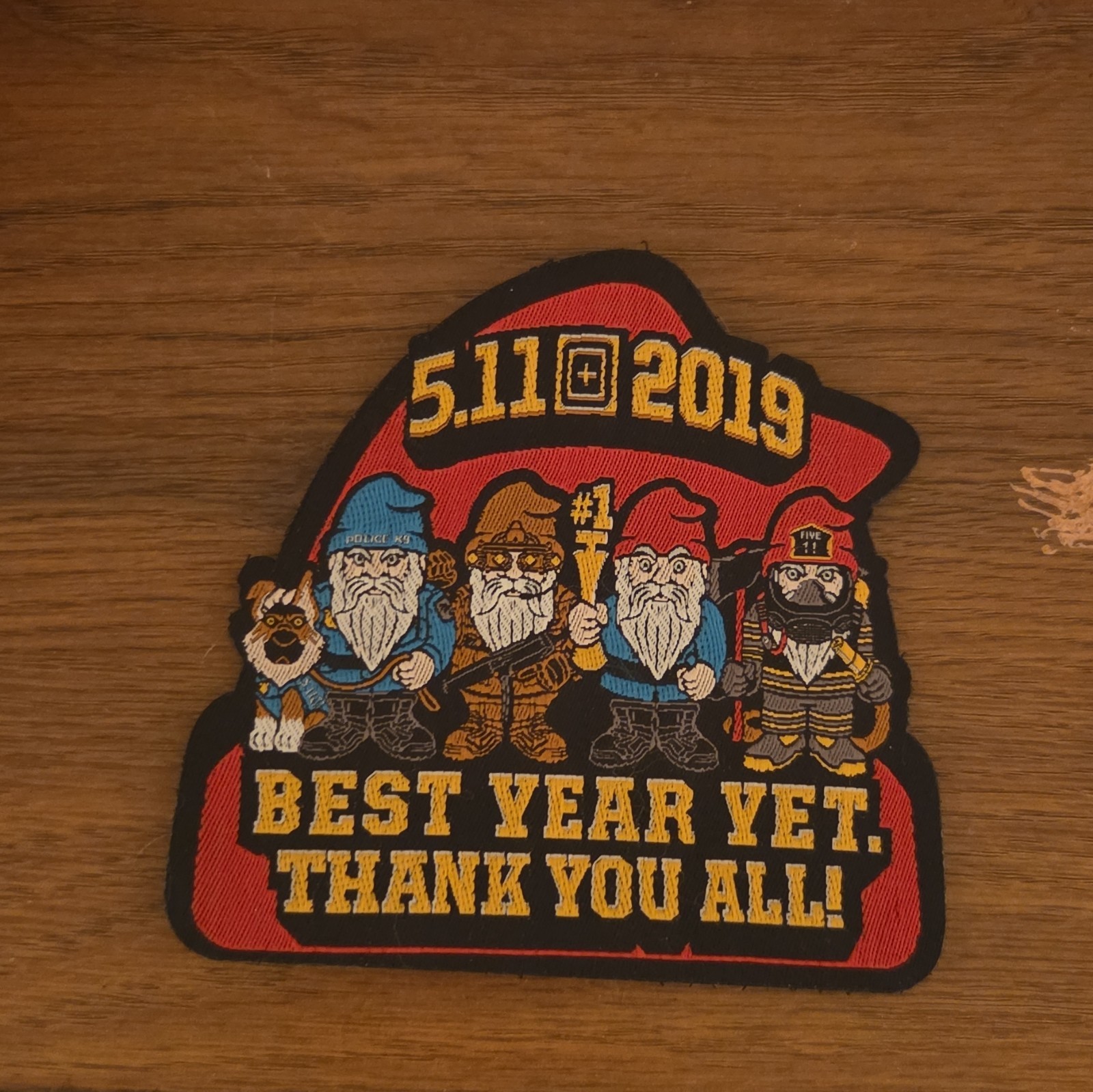 5.11 2019 Gnomes "Best Year Yet. Thank You All" *Rare* Employee Patch