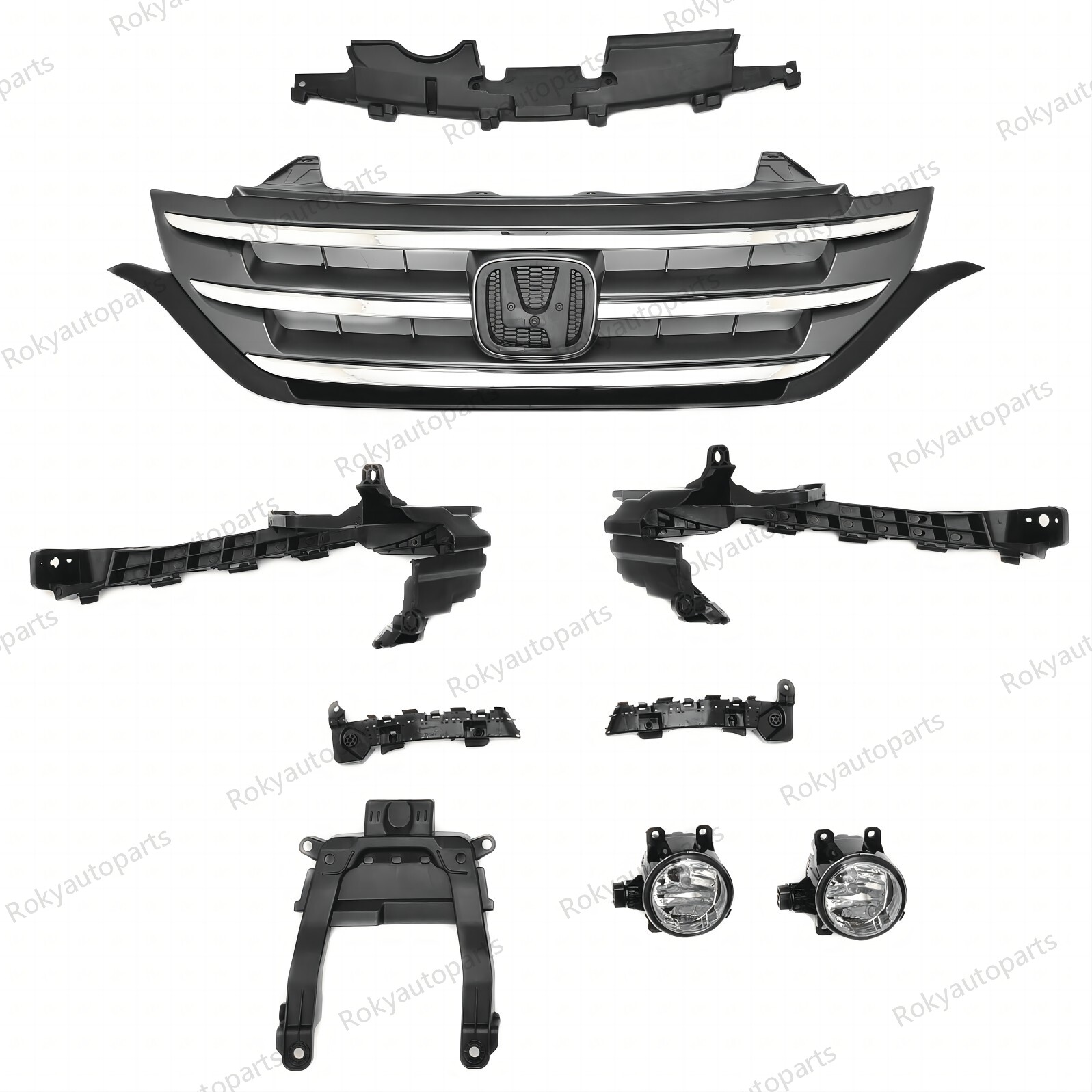 9PC For CR-V 2012-2014 Front Chrome Grille Fog lights Bumper Headlight Brackets