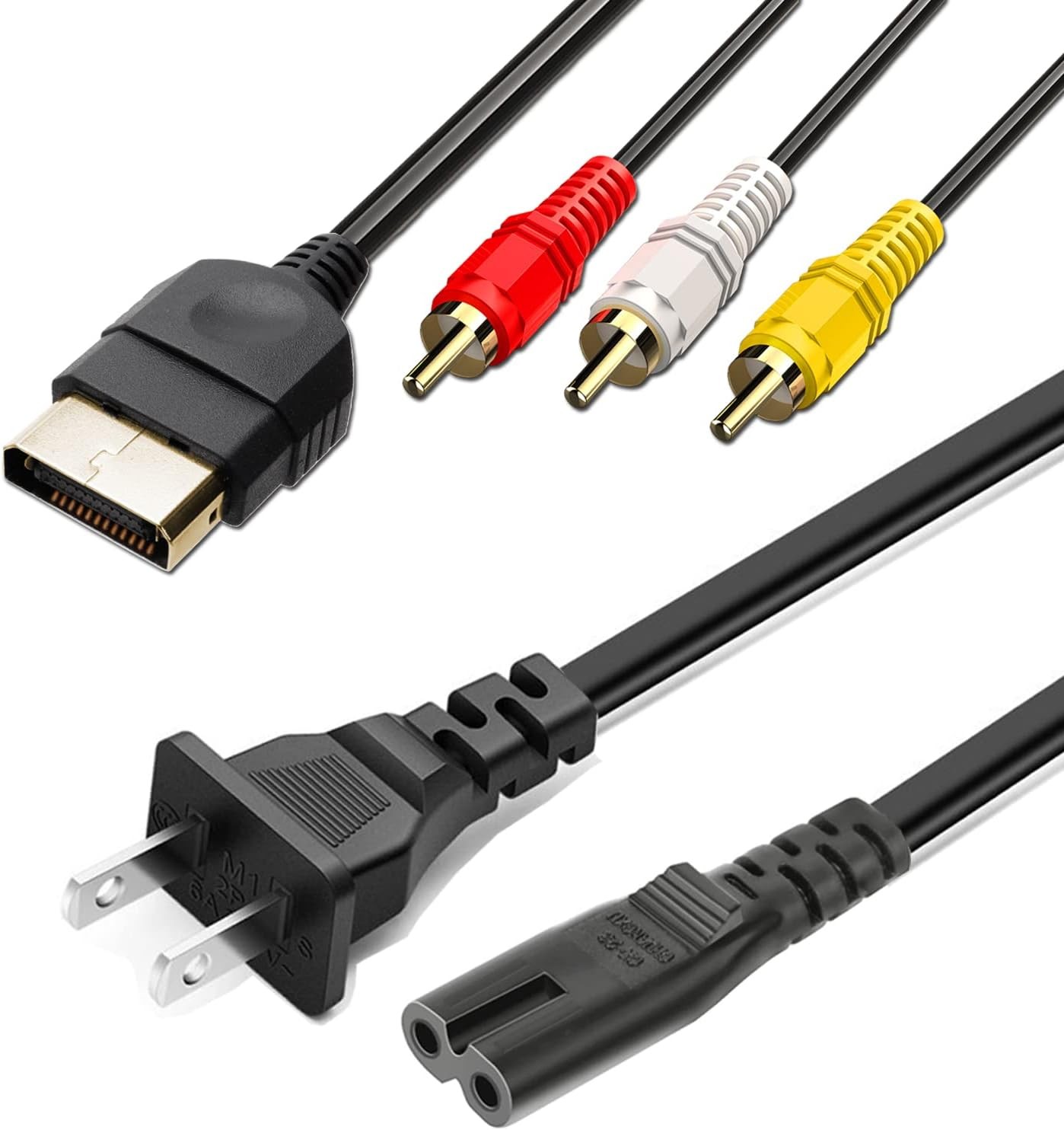 Audio AV RCA+AC Cable Power Supply Adapter Cord For Xbox Game TV Charger Bundle