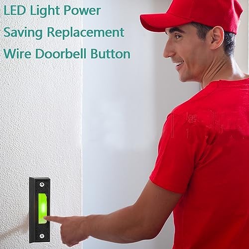 LED Lighted Doorbell Button Wired, Door Bell Ringer Push Buttons Replacement