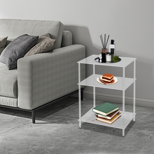 Clear Acrylic Side Table, 3 Tiers Small End Table living room Modern Nightstand