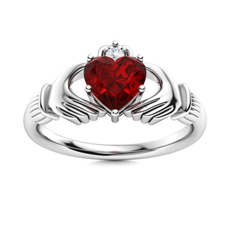 Garnet Gemstone Prong Mother New Solitaire Womens day Ring 925 Silver