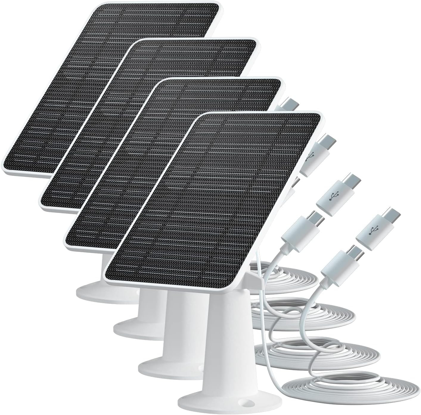 4 Pack 5W Solar Panel for Security Camera USB-C Micro USB IP65 Waterproof Tool