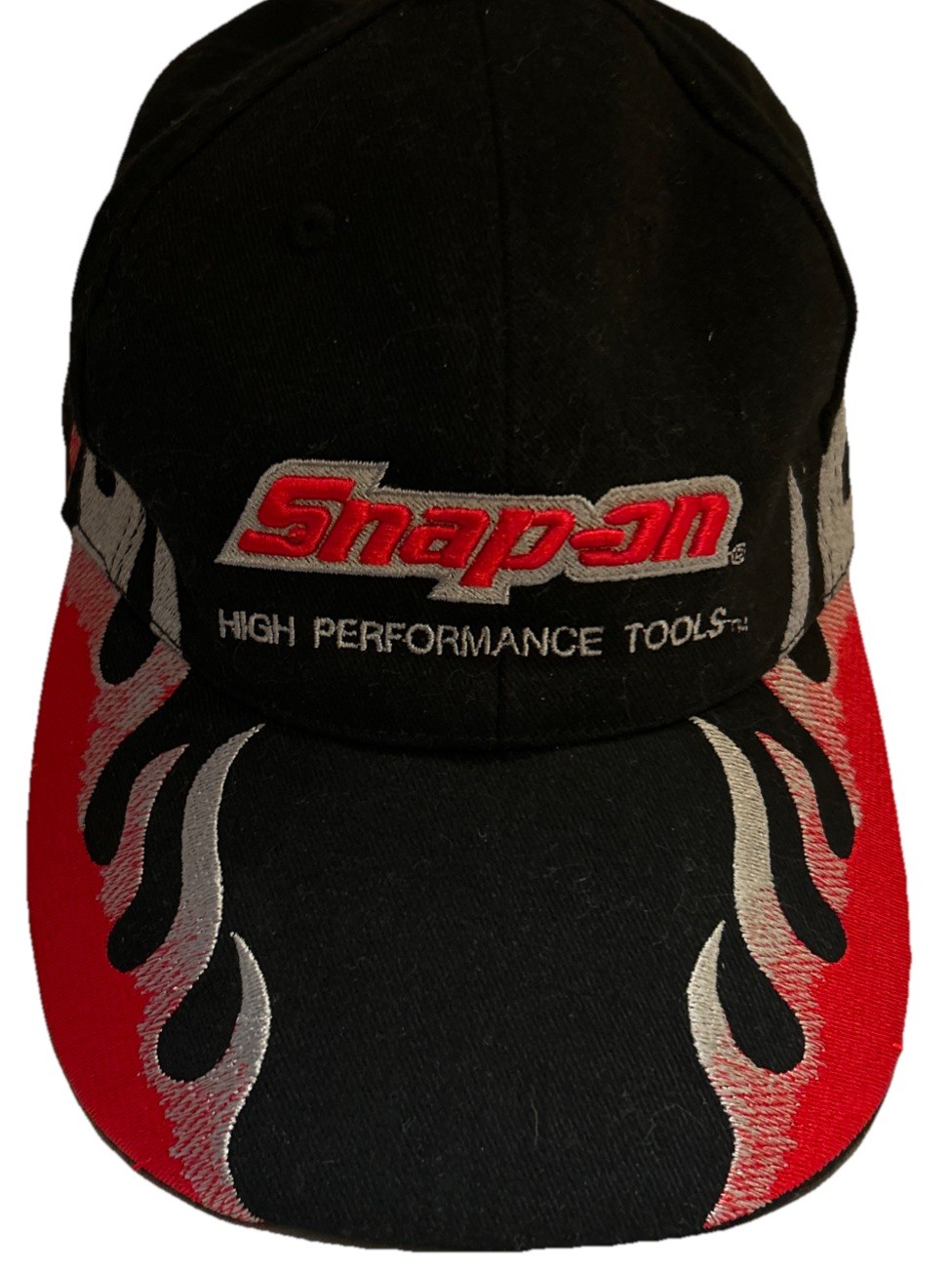 Snap On Hat Embroidered Raised Flame Black Adjustable Cap High Performance Tools