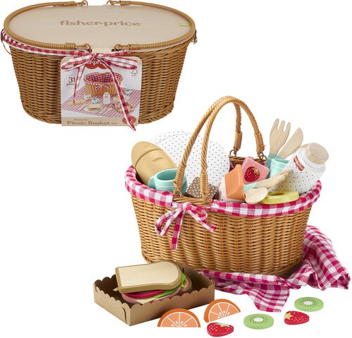 Fisher Price - Wooden Picnic Basket 31-Piece Set [New Toy] Wood