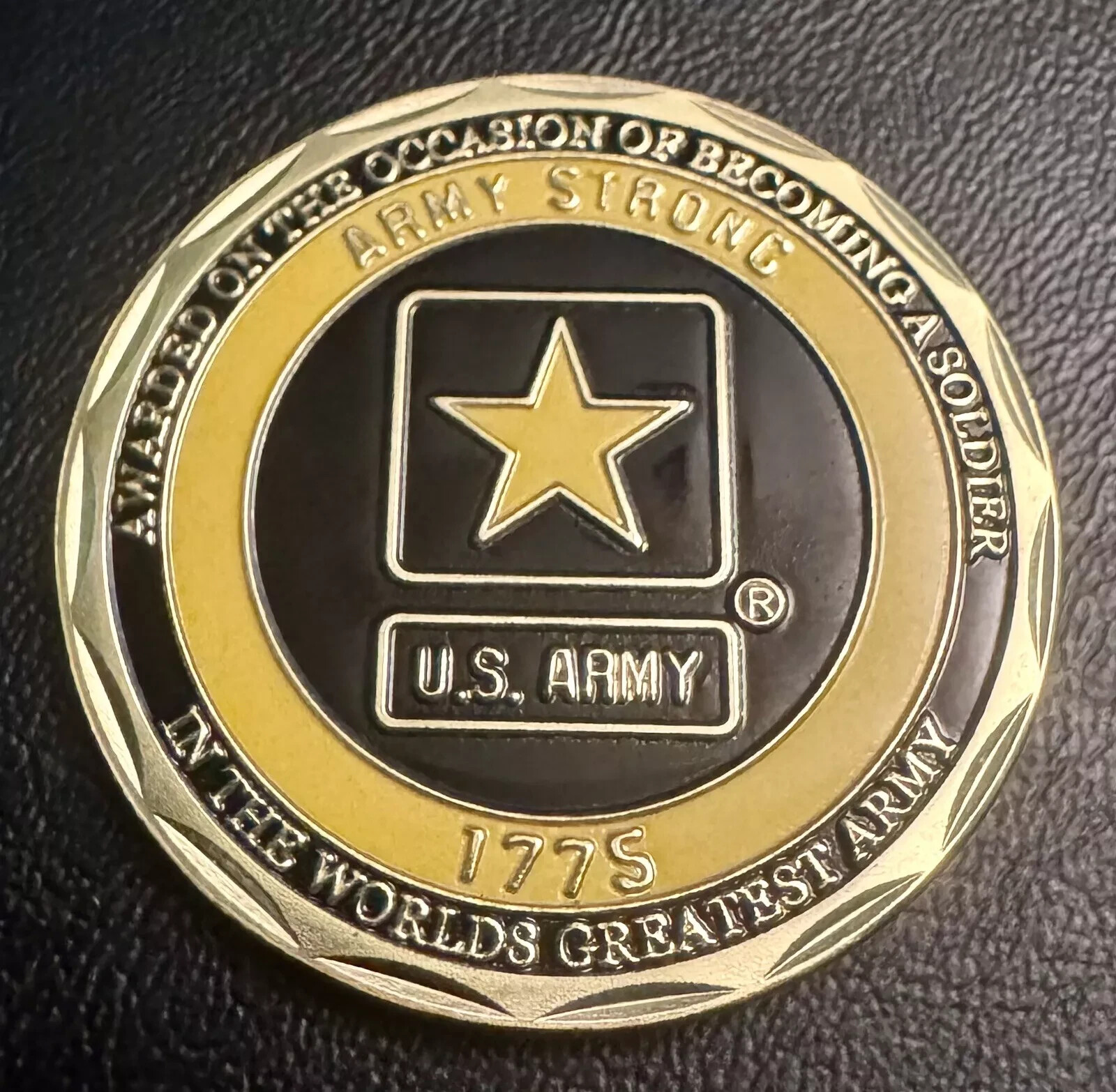 United States Army Challenge coin "on the occasion of becoming a soldier in...."