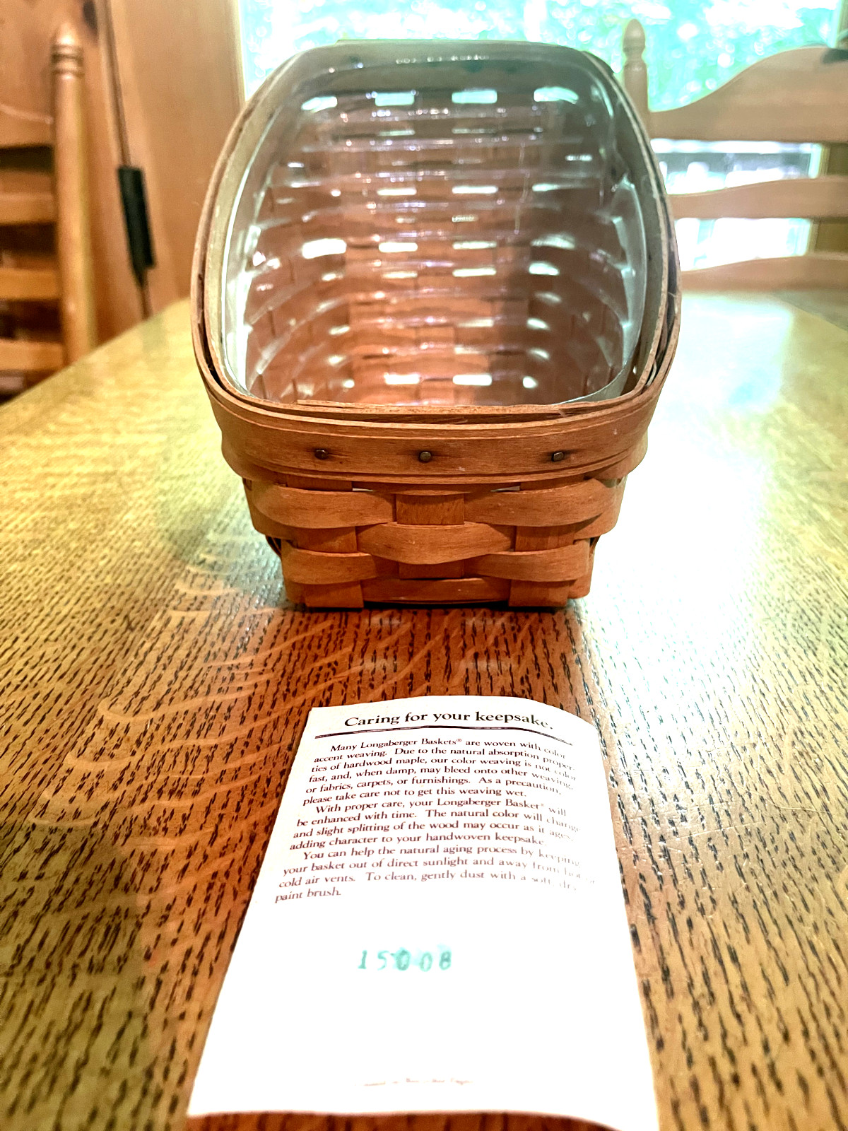 Longaberger Small Vegetable Basket, w/Protector, MINT