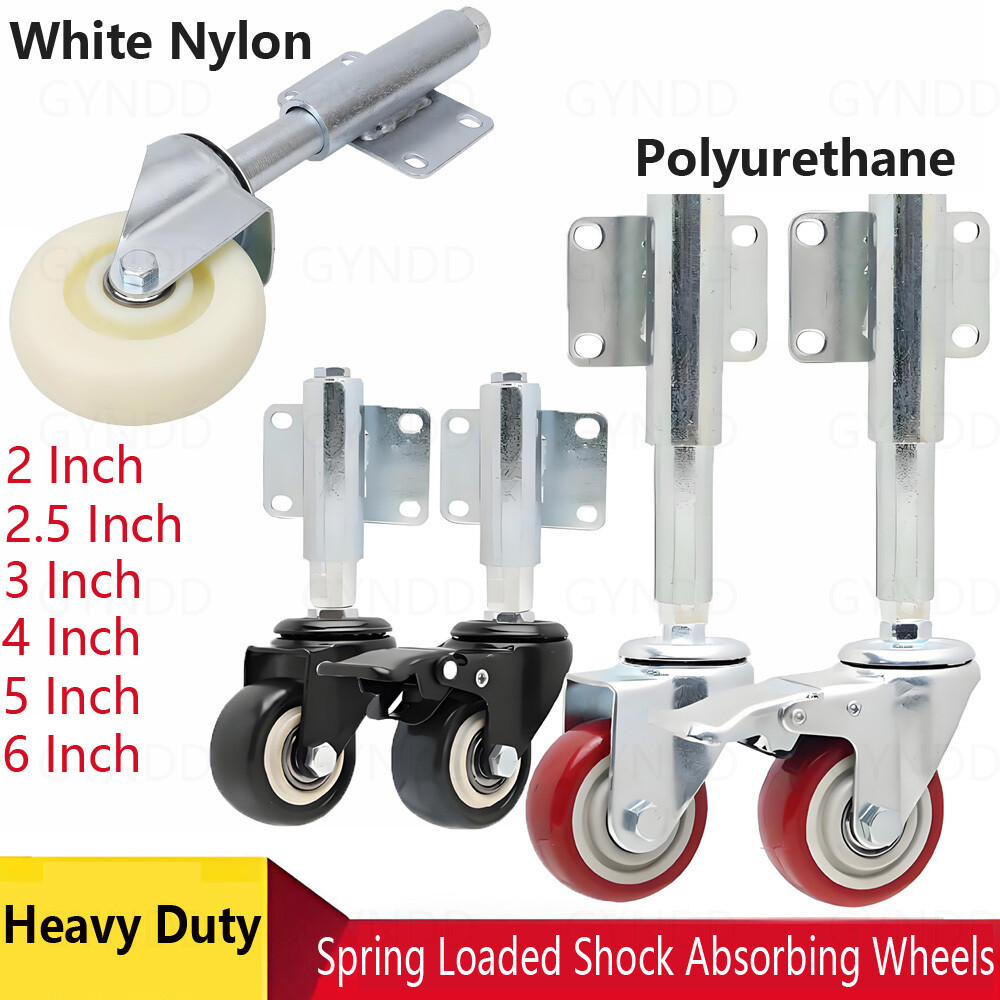 Spring Loaded Heavy Duty Gate Wheels PU Farm Timber Door Shock-Absorbing Casters