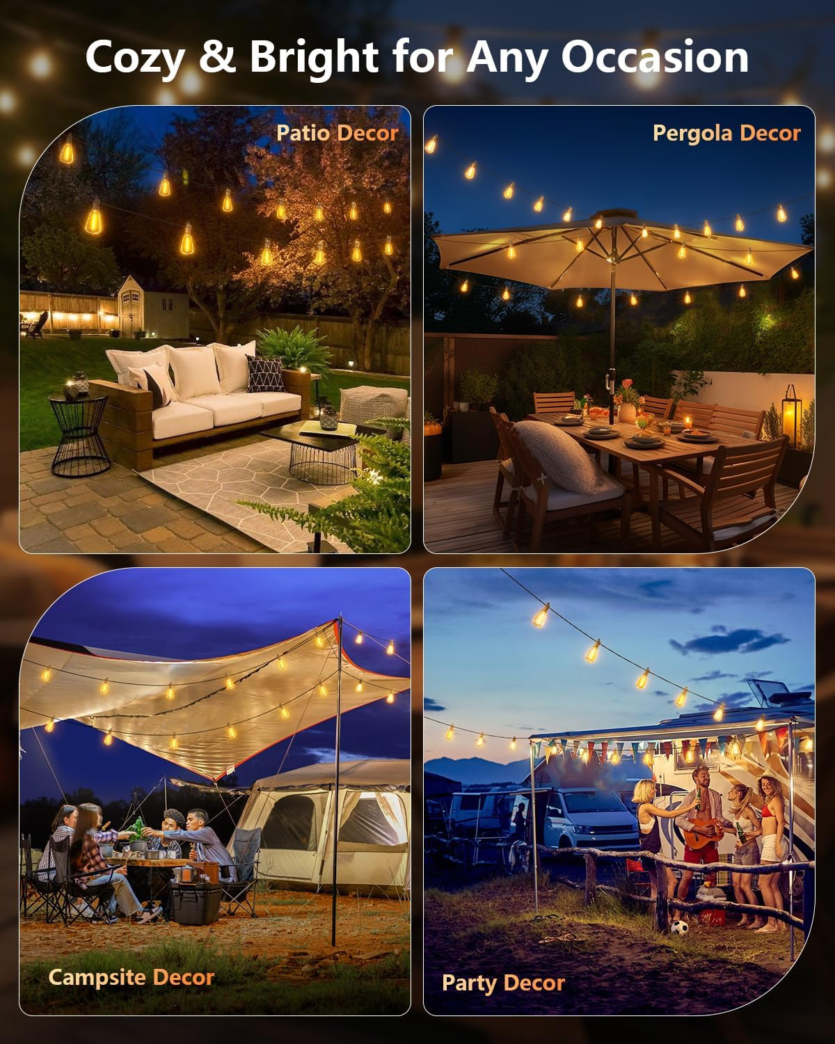 100FT Solar String Lights Outdoor Waterproof with Remote, 31+1 LED Shatterproof