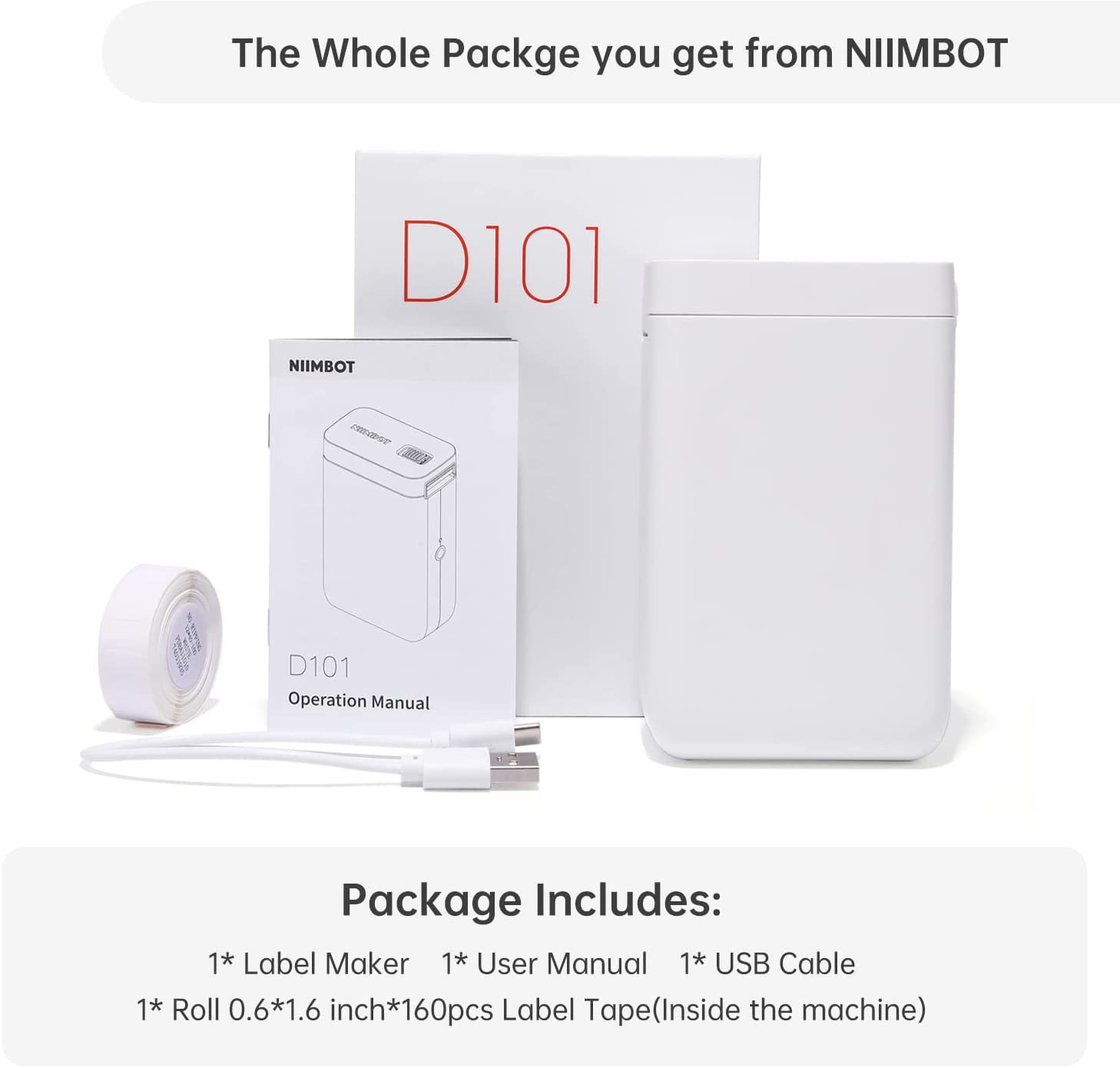 Label Maker Machine D101 Label Printer Portable Wireless Connection Multiple Tem
