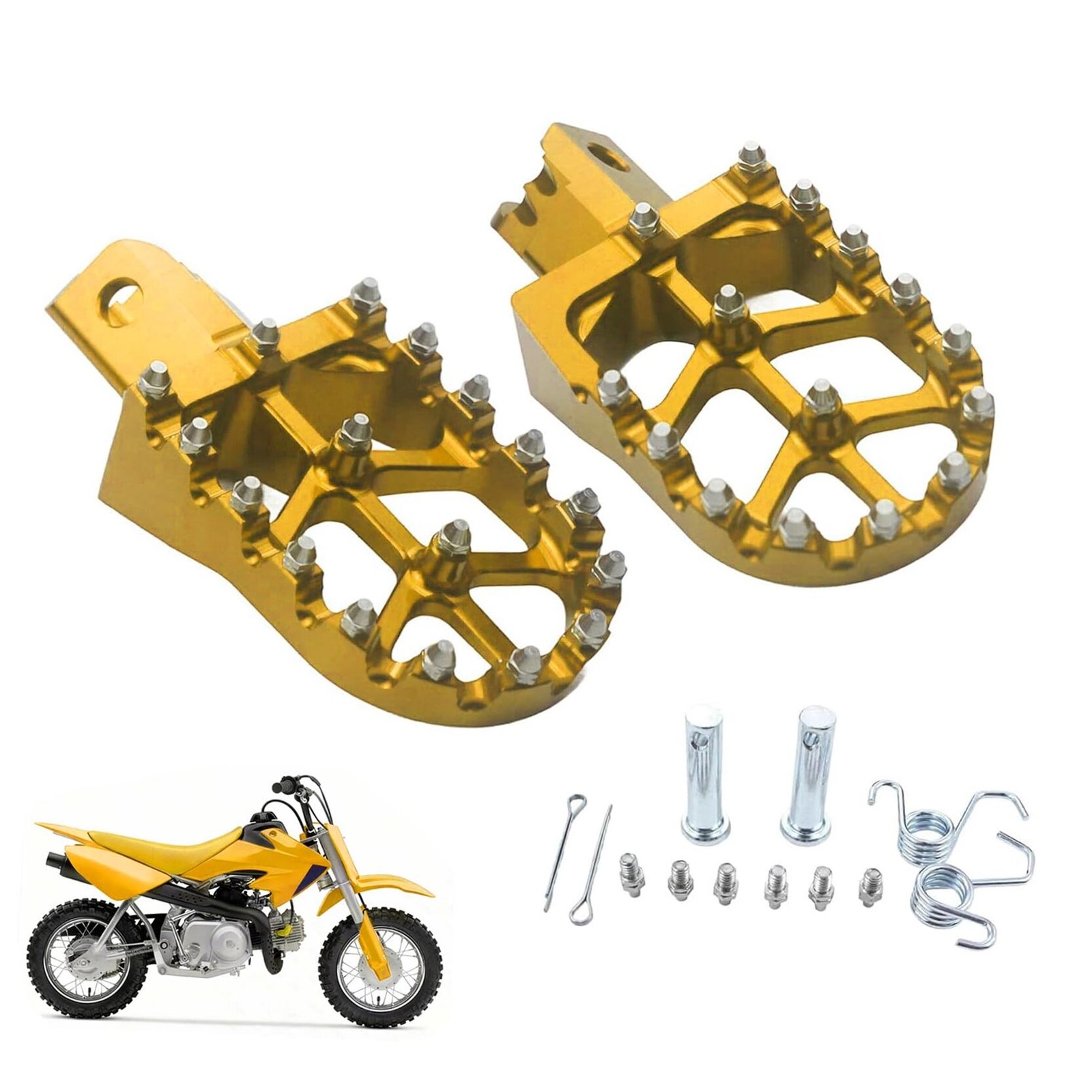 Motorcycle CNC Aluminum Foot Pegs Rests Footpegs Gold CRF50 (Gold) [Foot Pegs]