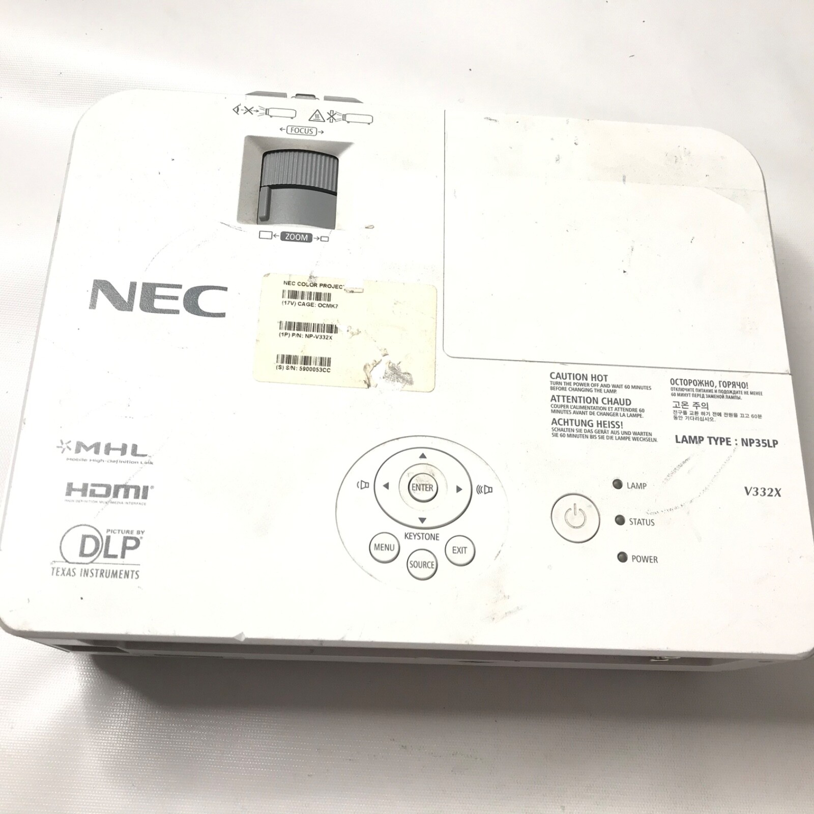 NEC NP-V332X 100-240V Conference Room Projector NP35LP