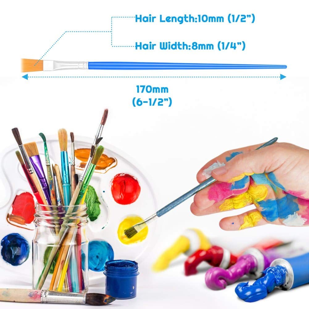 50 Pcs Flat Paint Brushes for Touch Up, Small Paint Brushes for Classroom Craft