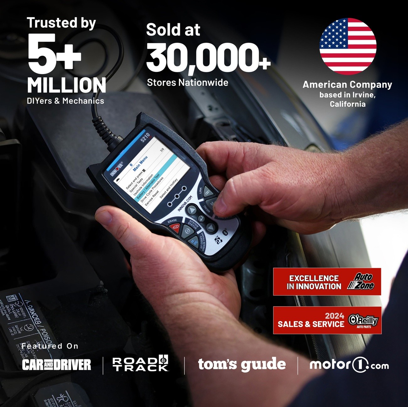 Innova 5210 OBD2 Scanner Code Reader Battery Test