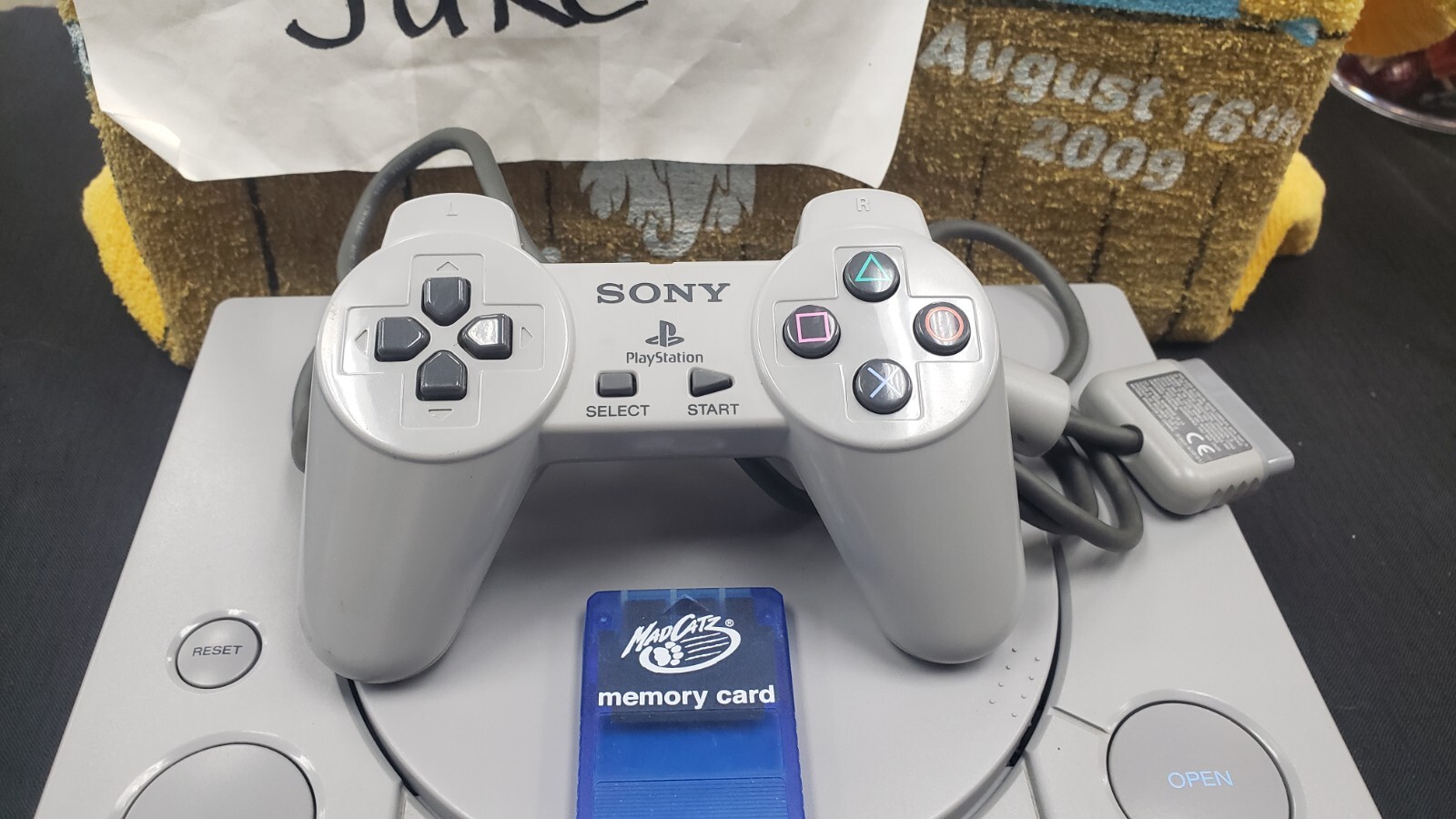 SONY PLAYSTATION PS1 VIDEO GAME CONSOLE 1 CONTROLLER MEMORY CARD CORDS TESTED