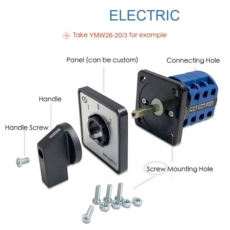 Cam Switch 6 Poles Single Wire Power Circuit Selector 12 Positions Six-Section