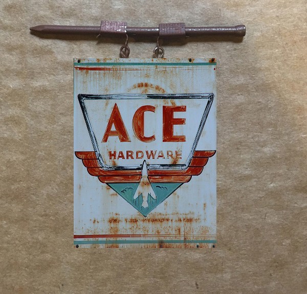 METAL O SCALE HANGING BUILDING 1:18 ACE HARDWARE STORE SIGN LAYOUT DIORAMA