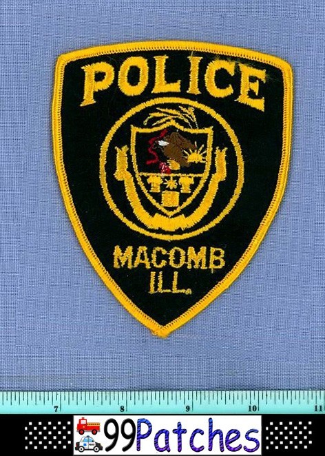 MACOMB (Old Vintage) ILLINOIS Police Shoulder Patch TOWN SEAL CHEESECLOTH 9M