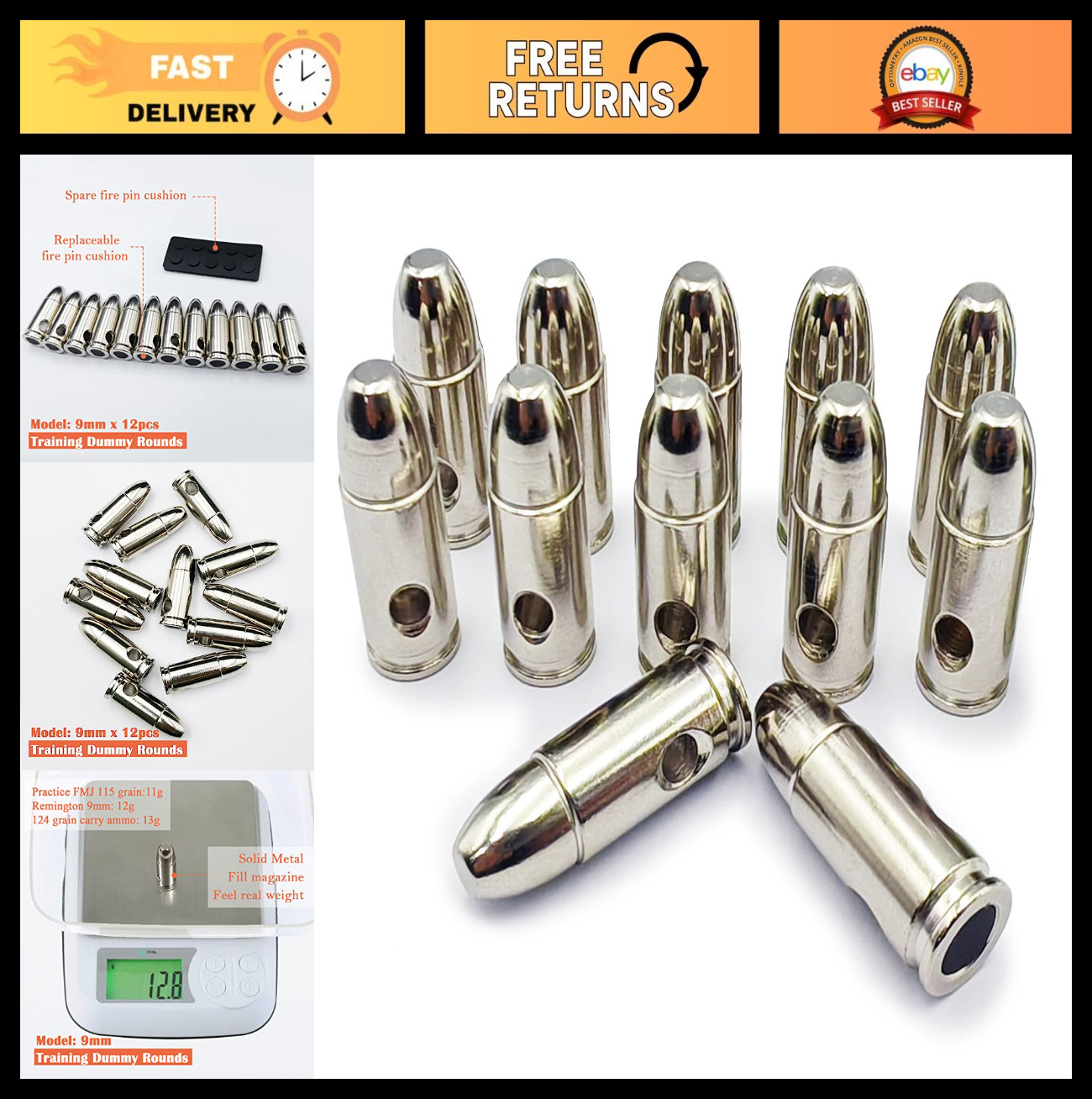 Steel Safety Practice Rounds - Action Trainer Dummy Rounds for Dry Fire Training