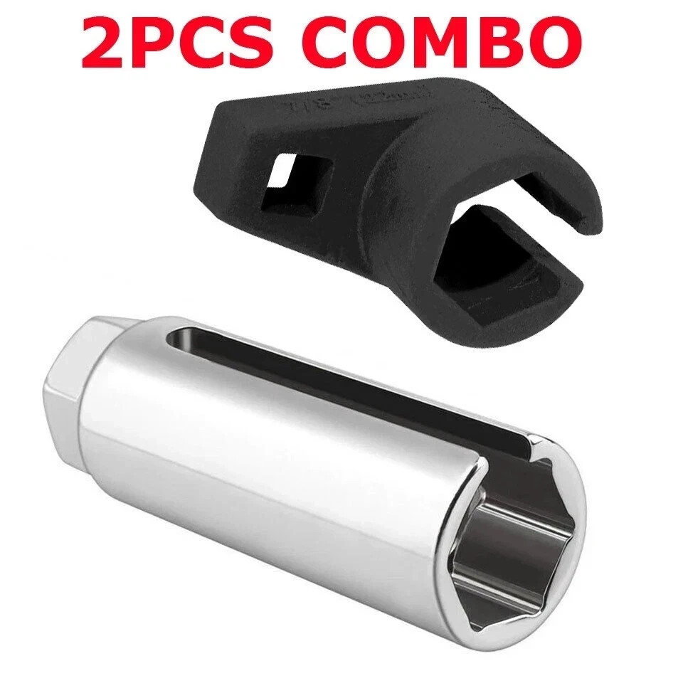 O2 Oxygen Sensor Socket Thread Chaser Set 2PCS O2 Sensor Wrench Removal Tool Kit