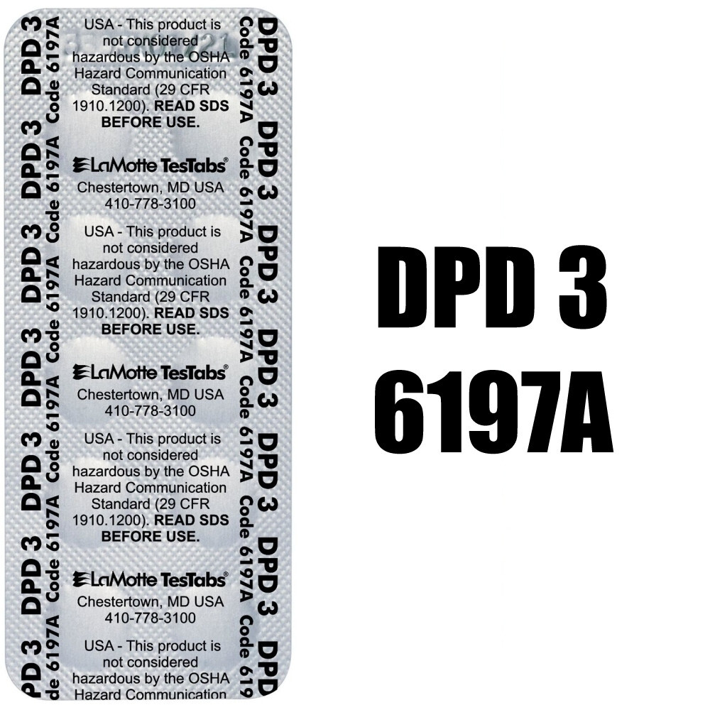LaMotte DPD 3 Total Chlorine TesTabs 50/PK, 6197A  Color Q, Exp 6/2027