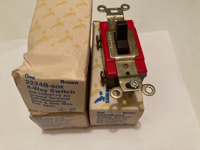 MADE USA - SUPER SPEC EAGLE 20 AMP ELECTRIC BROWN 4 WAY ELECTRICAL SWITCHES (3)