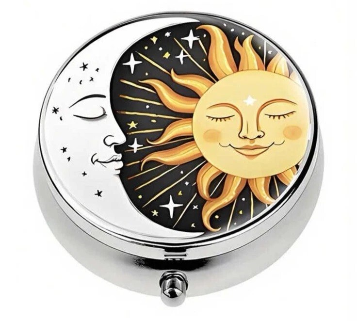 Sun and Moon 3-Compartment Pill Box Portable Travel Size