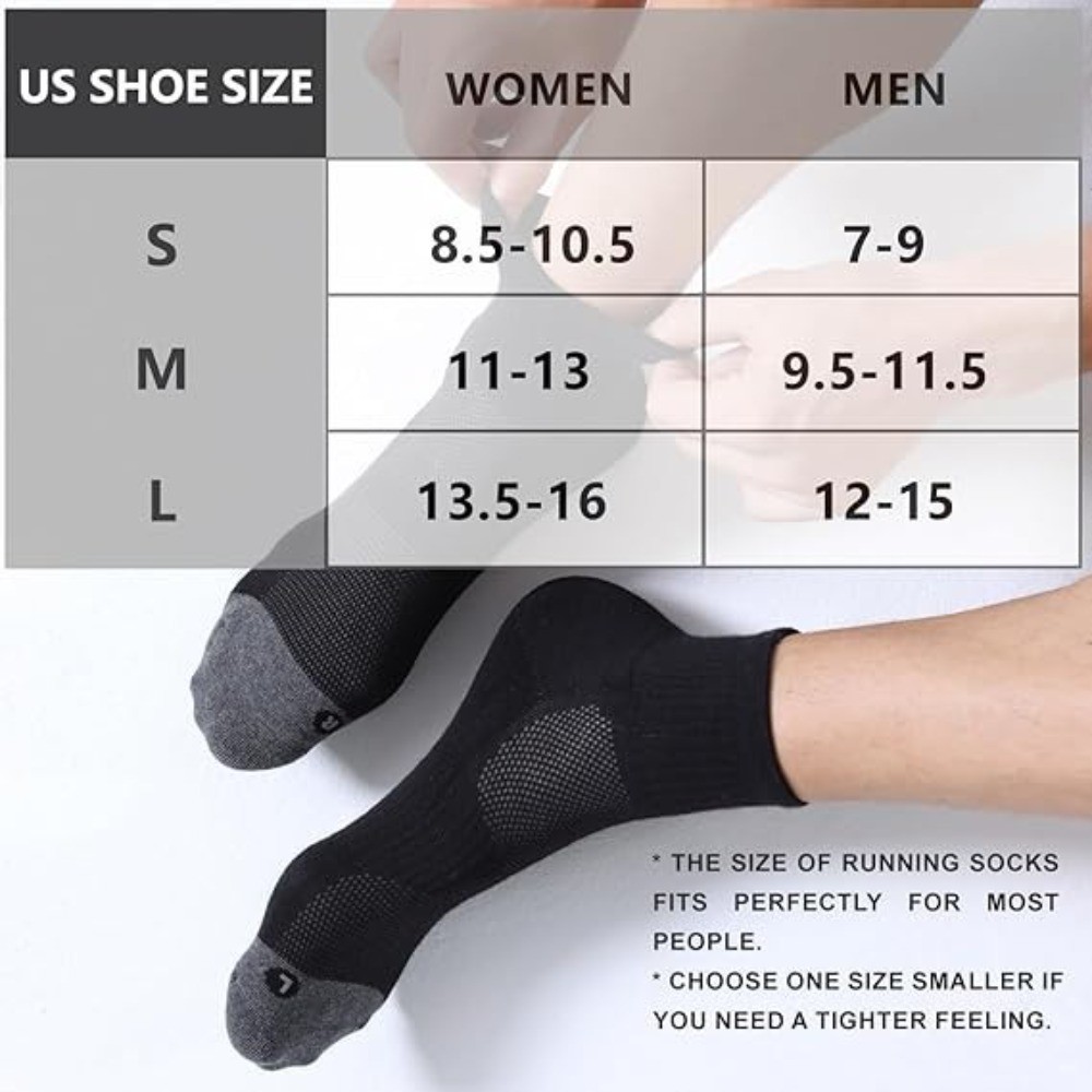 6 Pack Men's Ankle Running Socks Athletic Sports Socks Size 9-12