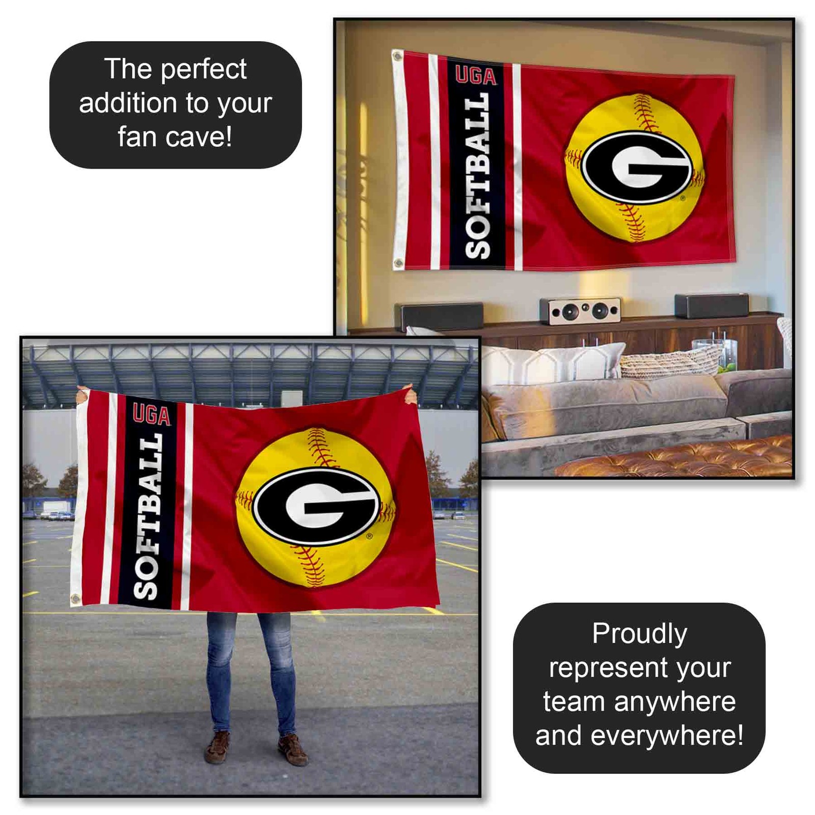 Georgia Bulldogs Softball 3x5 Flag
