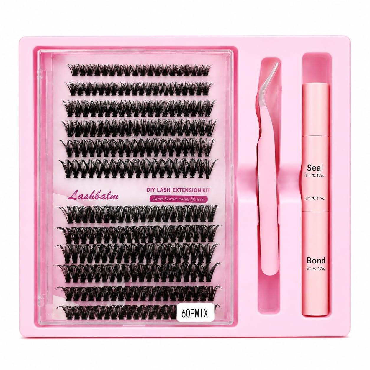 Lash Clusters Kit 120Pcs, CC-Curly 8-16MM, Bond/Seal, Tweezers, Remover