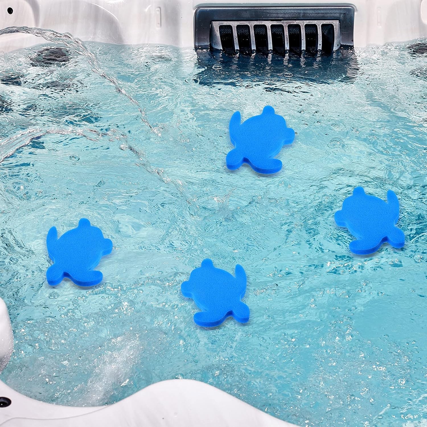 Chuangdi 24 Pieces Hot Tub Sponge, Turtle Oil Scum Absorbing Absorber Blue