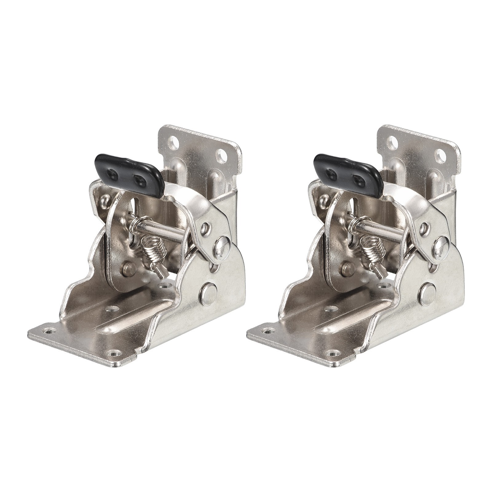 2pcs Table Leg Folding Brackets Foldable Self Lock Hinges, Silver Tone
