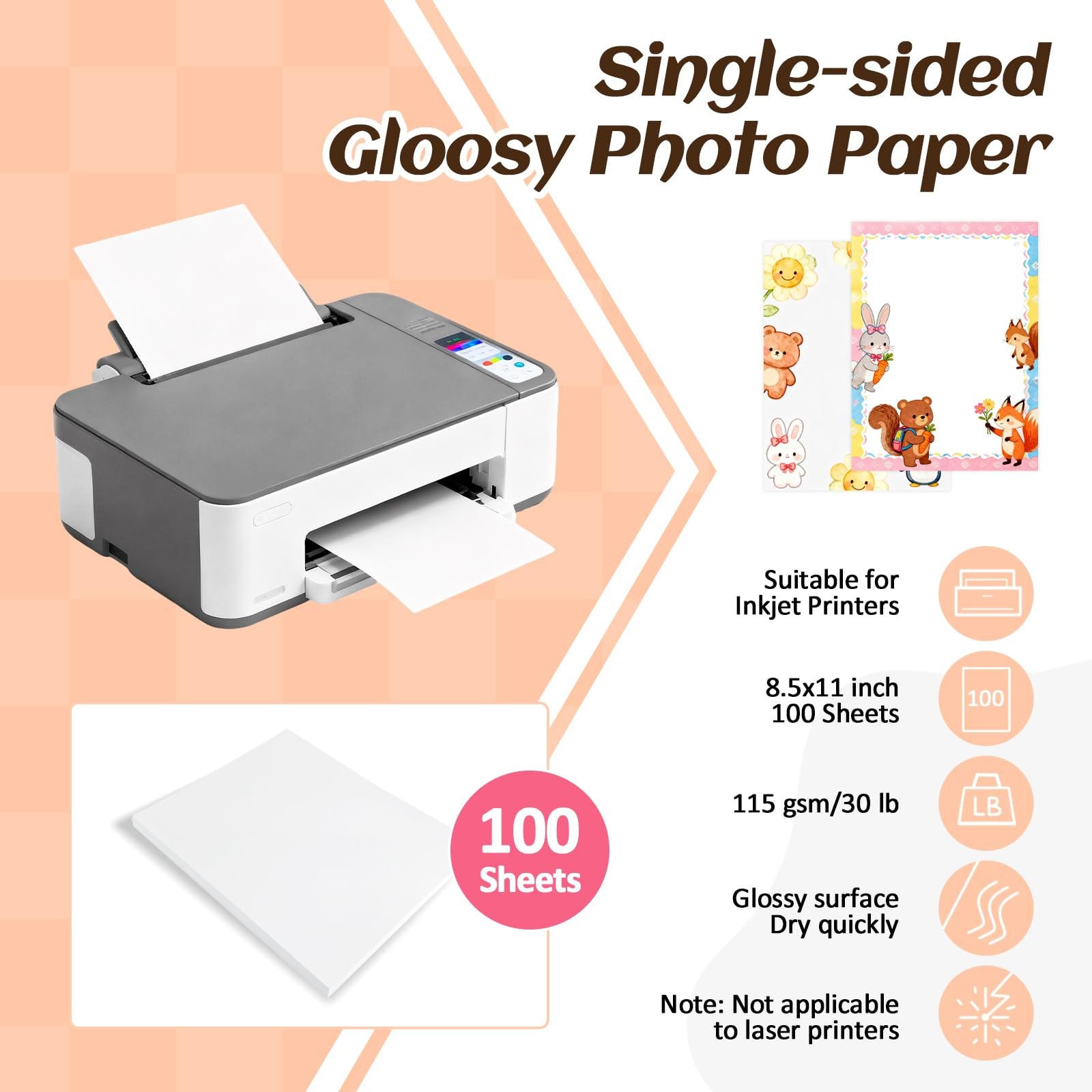 Paper Crimper Tool, 9" Pinking Shears, 100 Sheets Glossy Thin Inkjet Paper 8....