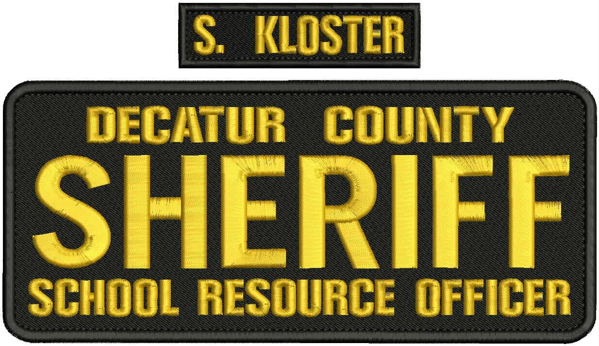 DECATUR COUNTY SHERIFF S R OFFICER EMB PATCH 4X10&1X4 VELCR@ ON BACK Gold ON BLk